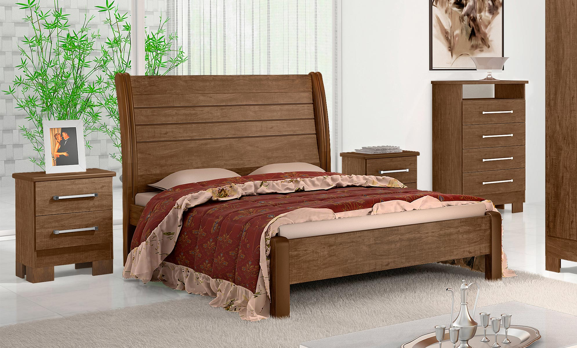 Cama Casal 100% MDF - Primícia - Móveis D'Doro