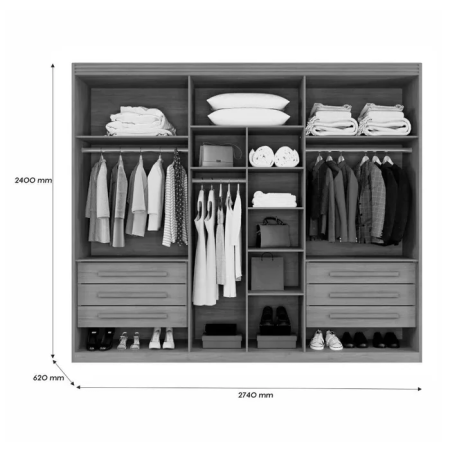 Guarda-roupa Casal 6 portas Cancun 100% MDF - Imagem 3